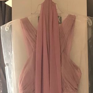 A long dusty rose dress